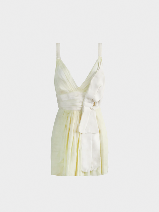 Dolce and Gabbana 1990s Beige Silk Pleated Dress