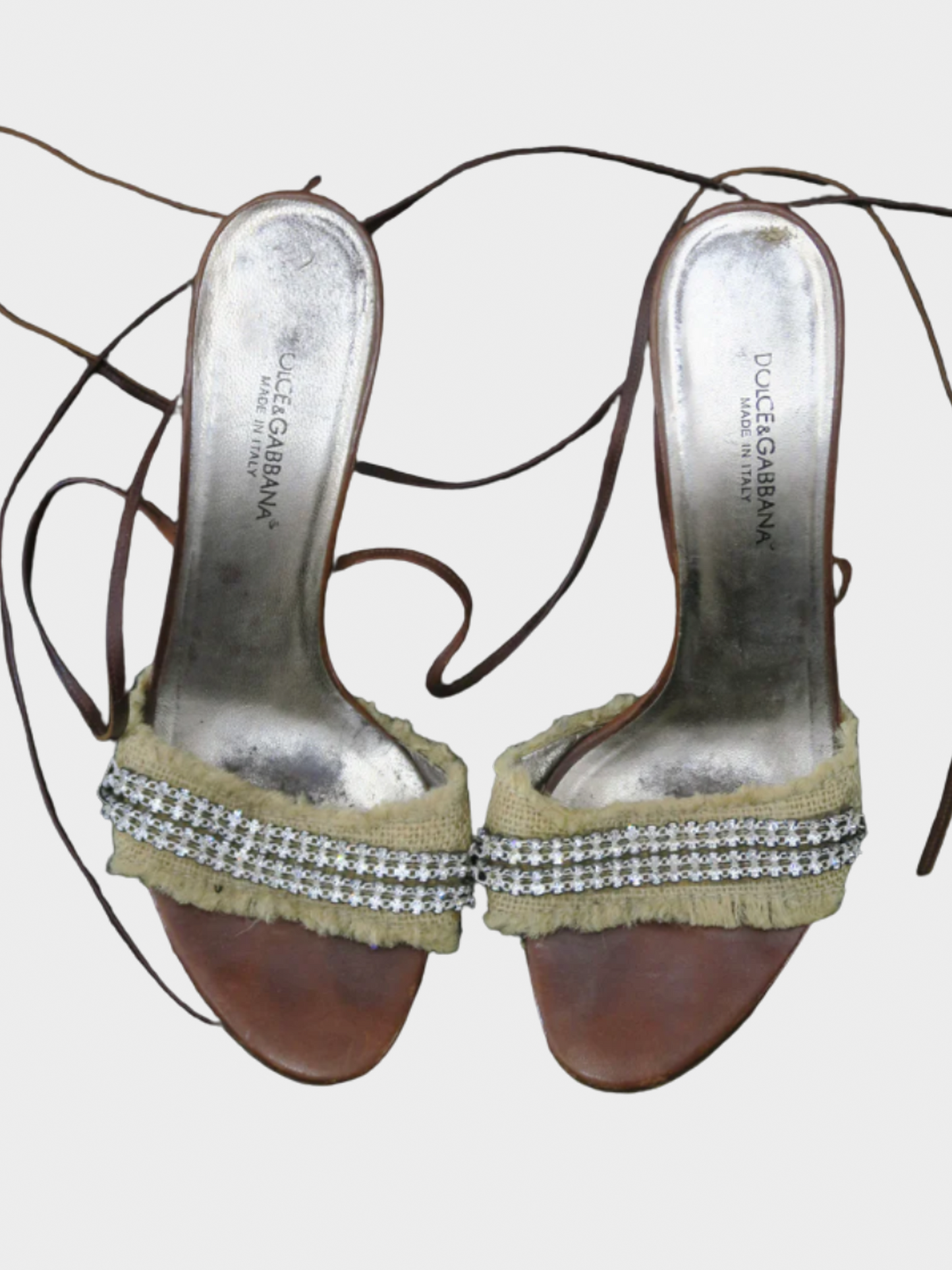 Dolce and Gabbana 2000s Brown Strappy Leather Heels