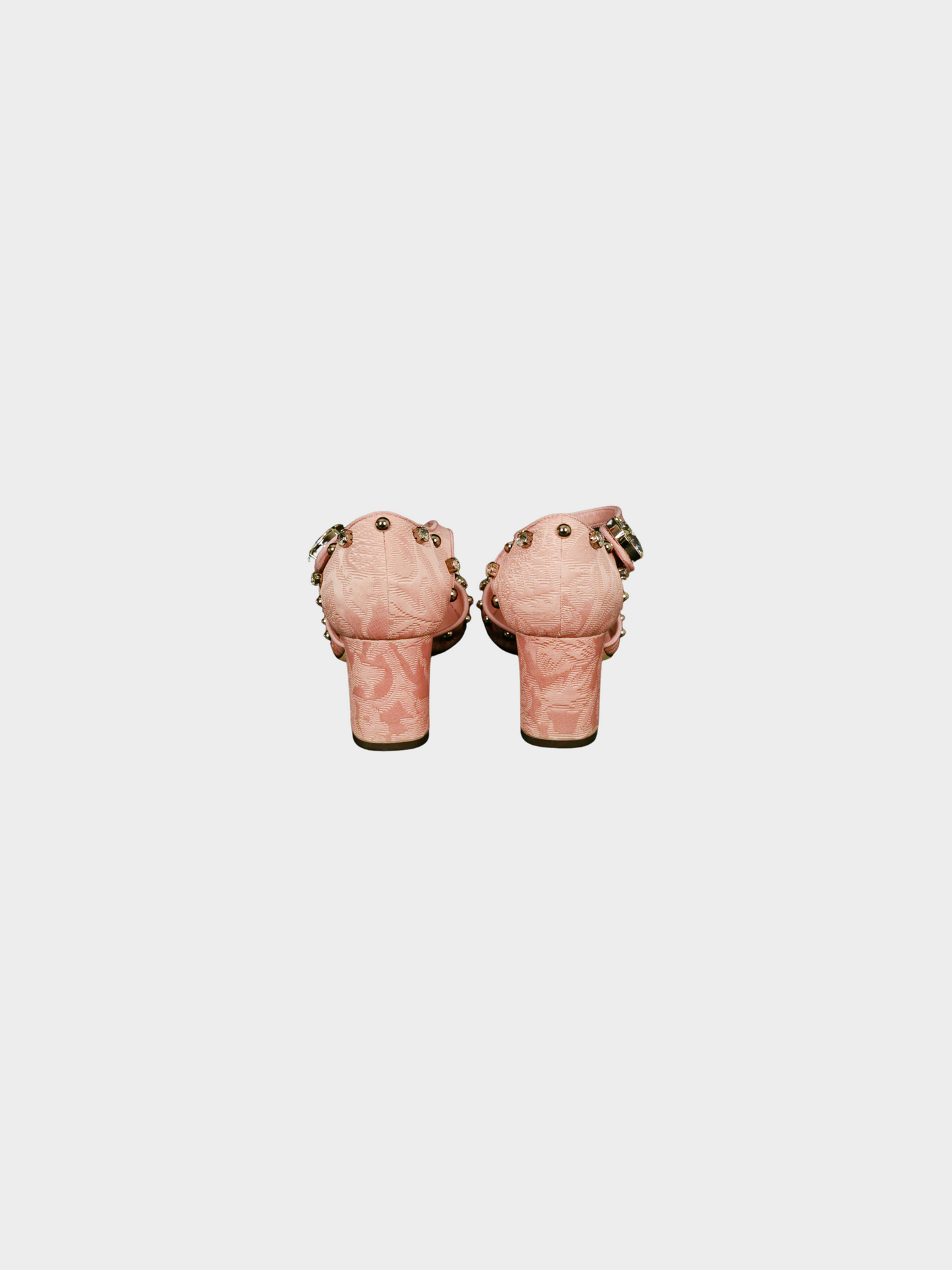 Dolce and Gabbana 2010s Pink Canvas Floral Rhinestone Pumps