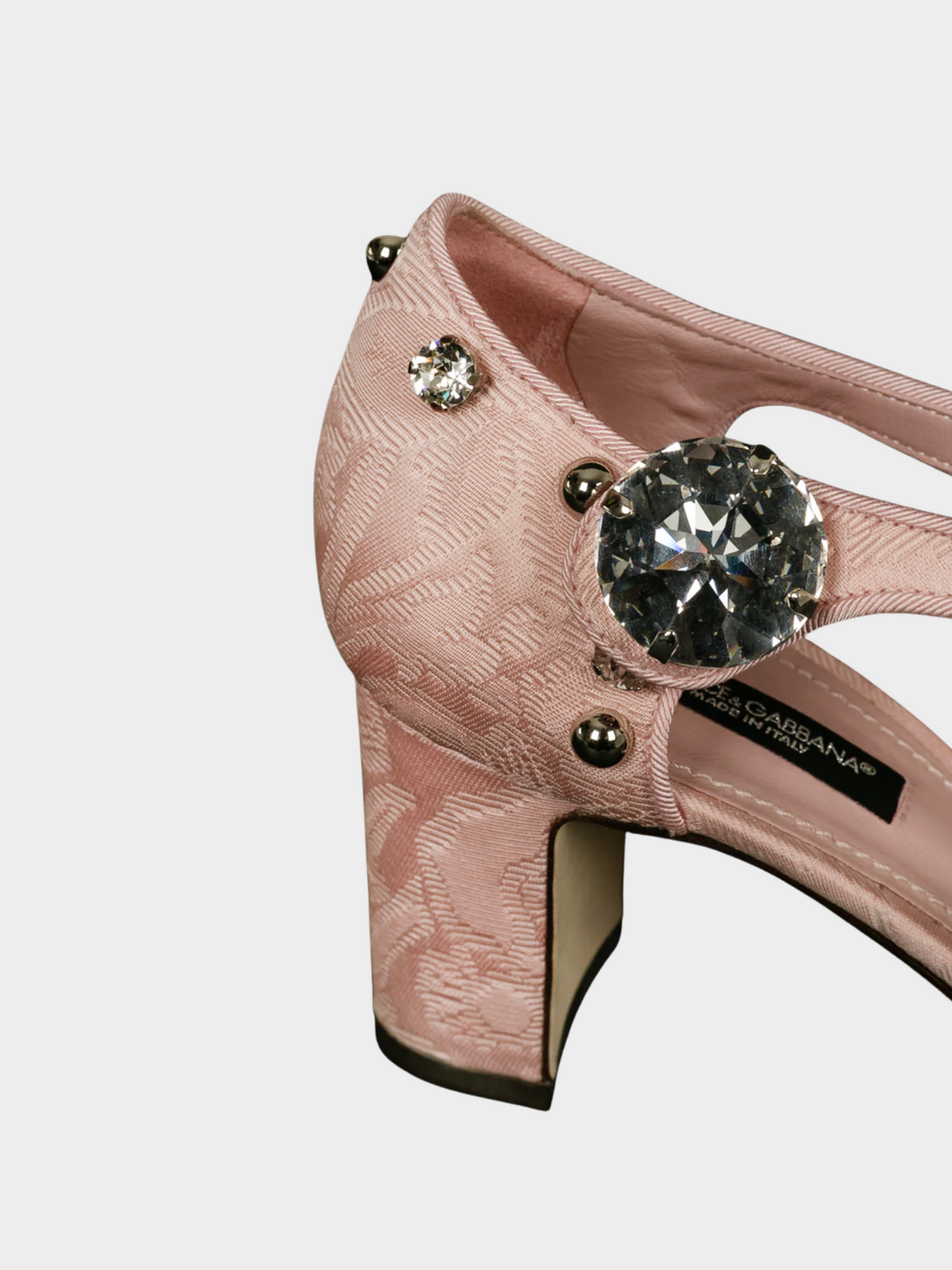 Dolce and Gabbana 2010s Pink Canvas Floral Rhinestone Pumps