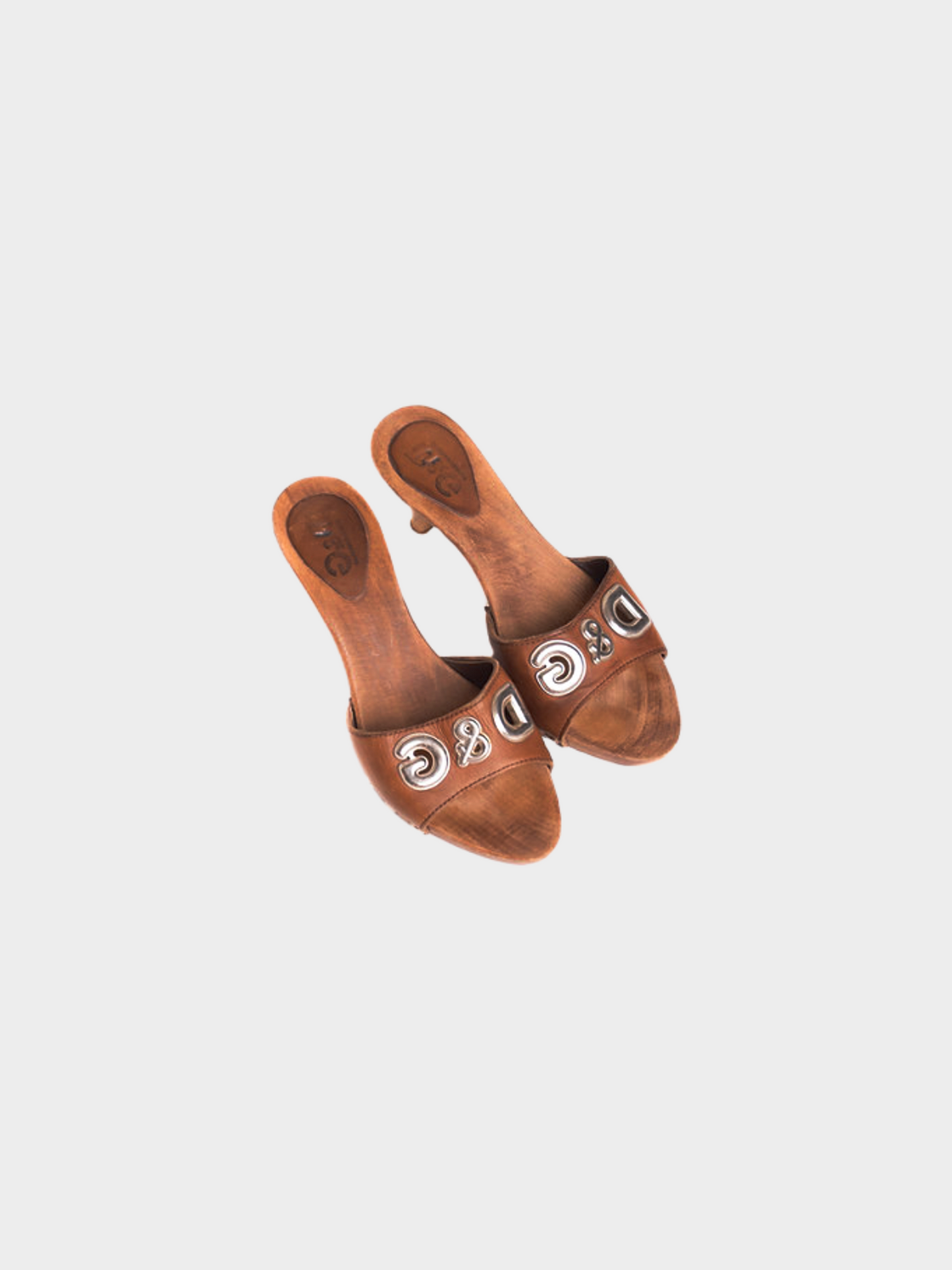 Dolce and Gabbana 2000s Brown Wooden Leather Heels
