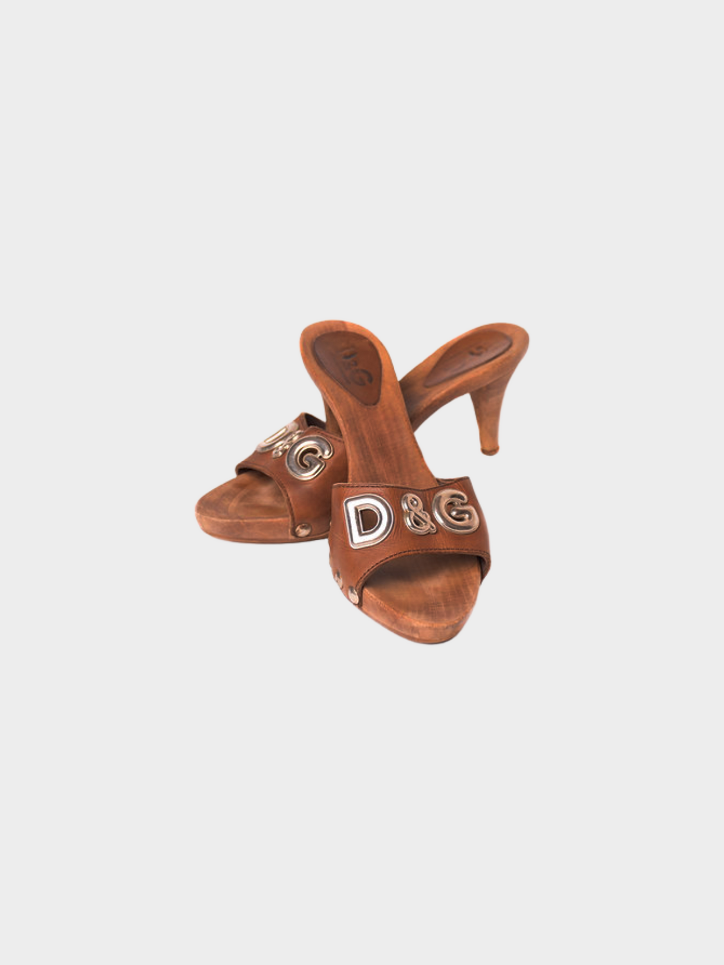 Dolce and Gabbana 2000s Brown Wooden Leather Heels