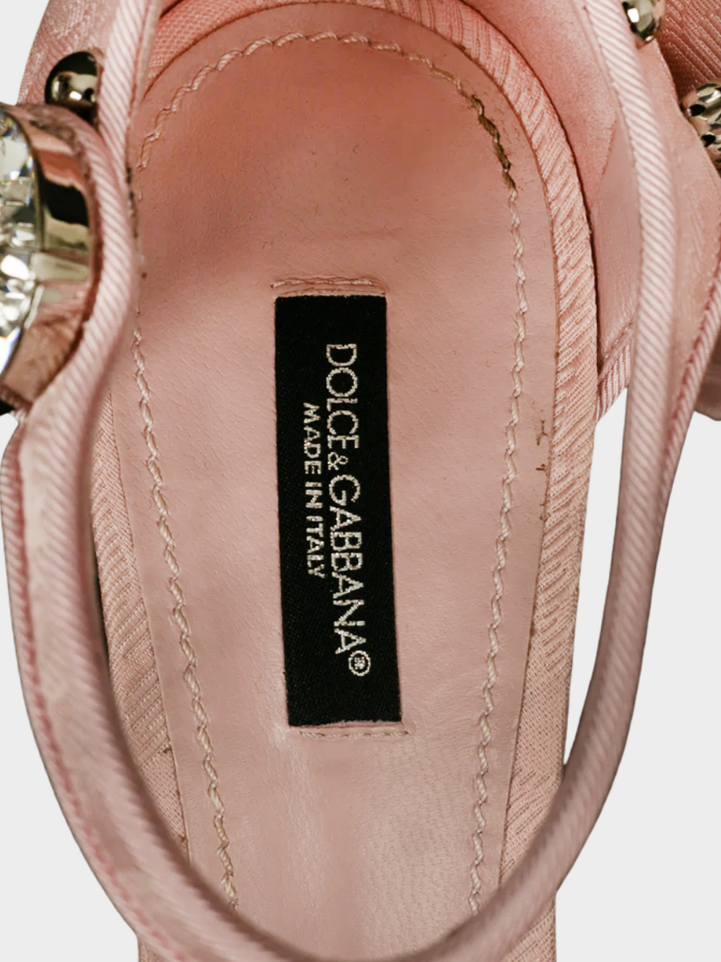 Dolce and Gabbana 2010s Pink Canvas Floral Rhinestone Pumps
