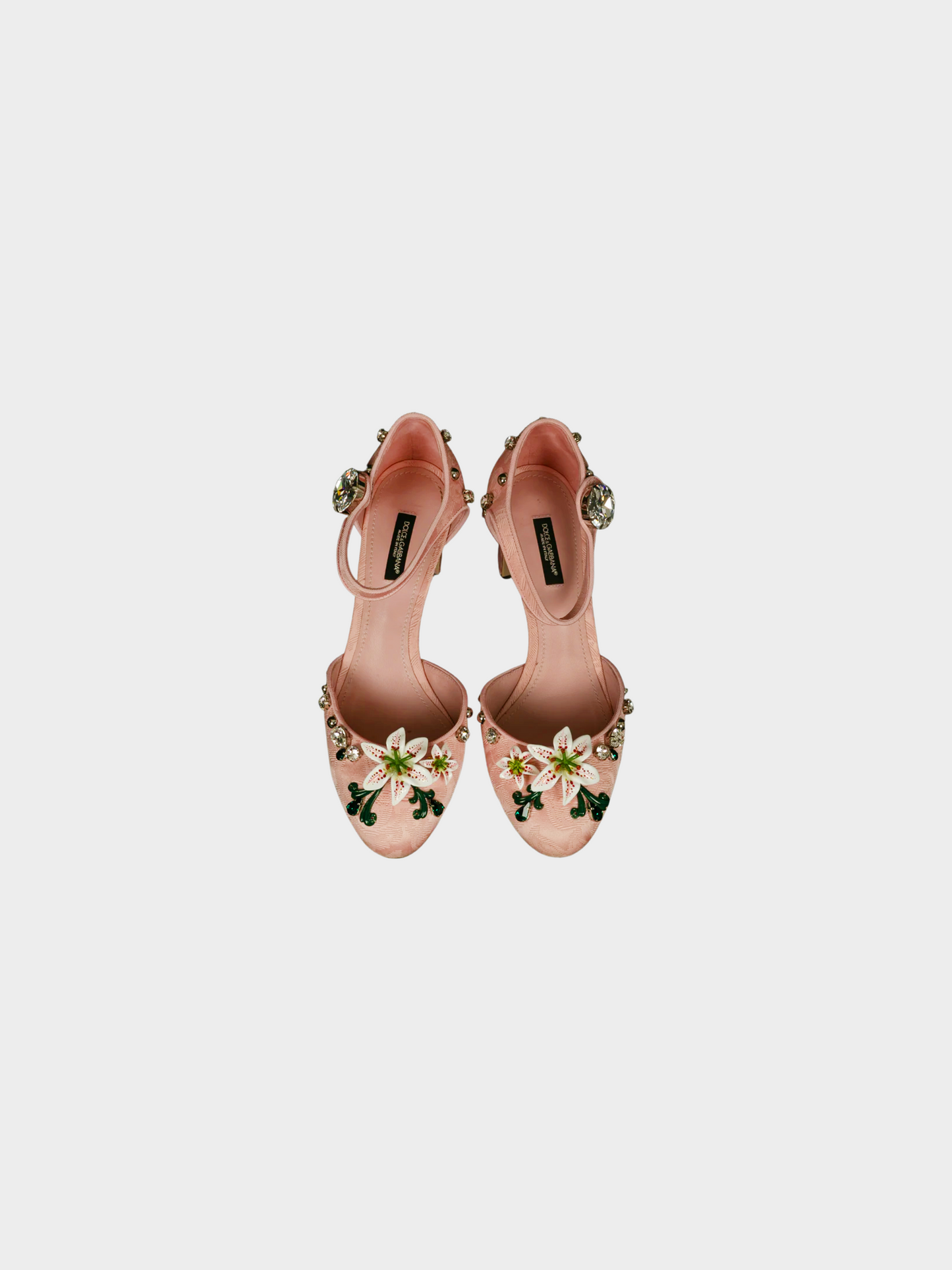Dolce and Gabbana 2010s Pink Canvas Floral Rhinestone Pumps