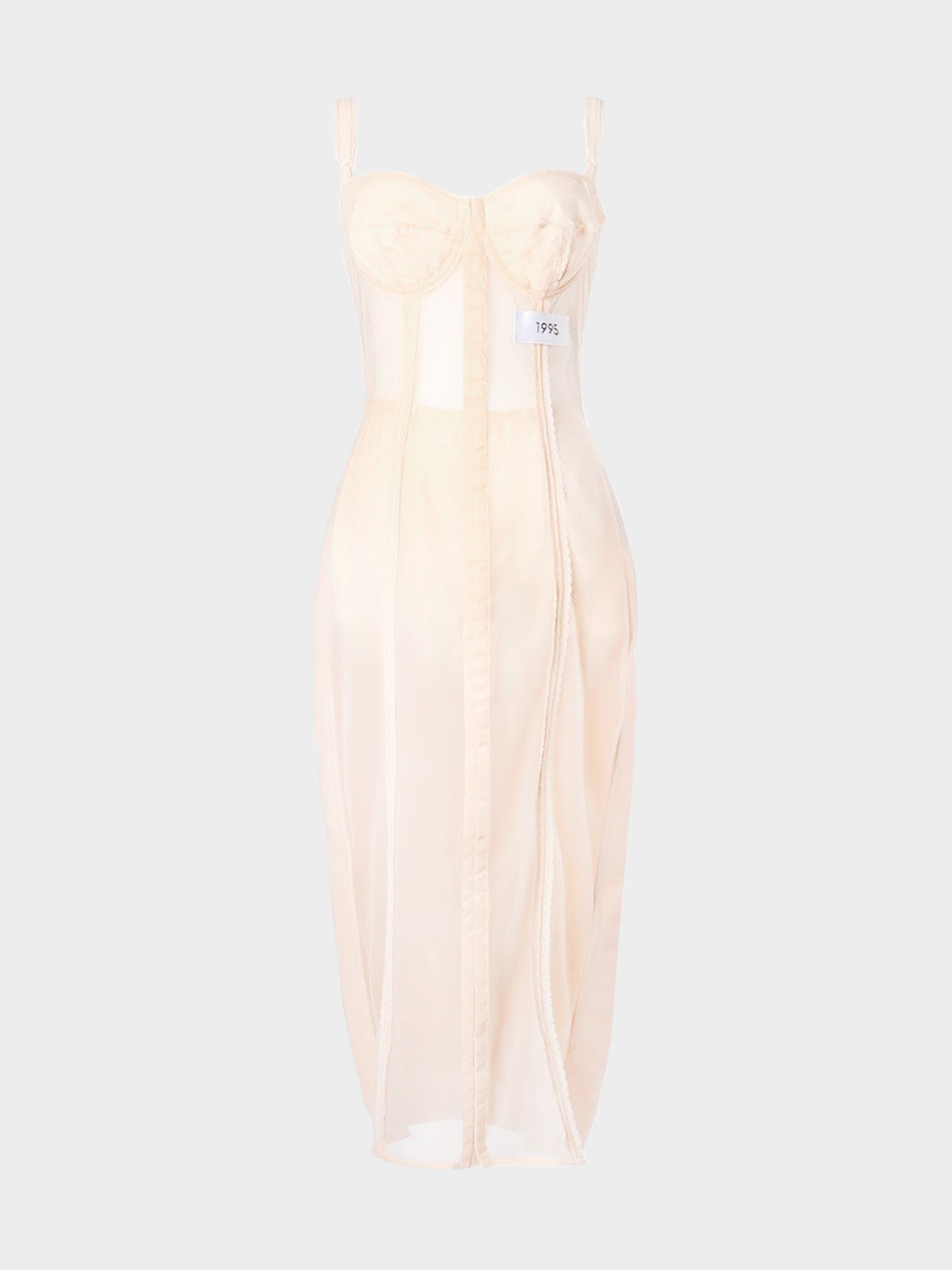 Dolce and Gabbana 1995 Reissue Rare Beige Sheer Croset Dress