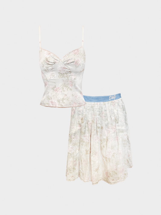 Dolce and Gabbana 2000s Ivory Floral Two-Piece Set