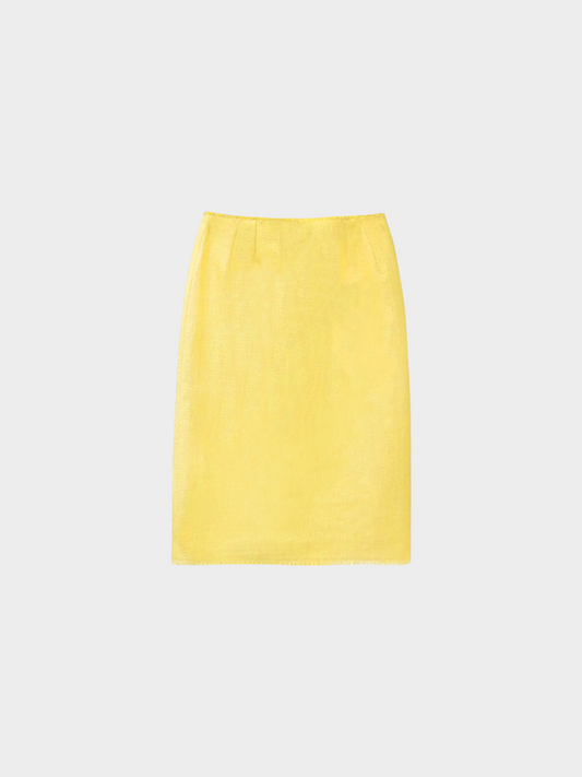 Dolce and Gabbana 2012 Yellow Woven Midi Pencil Skirt