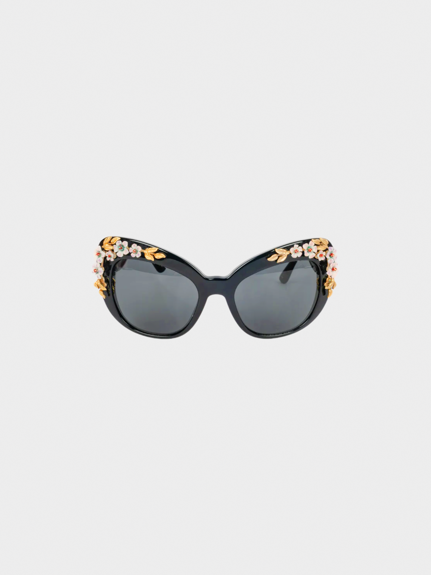 Dolce and Gabbana 2010s Black Floral Sunglasses