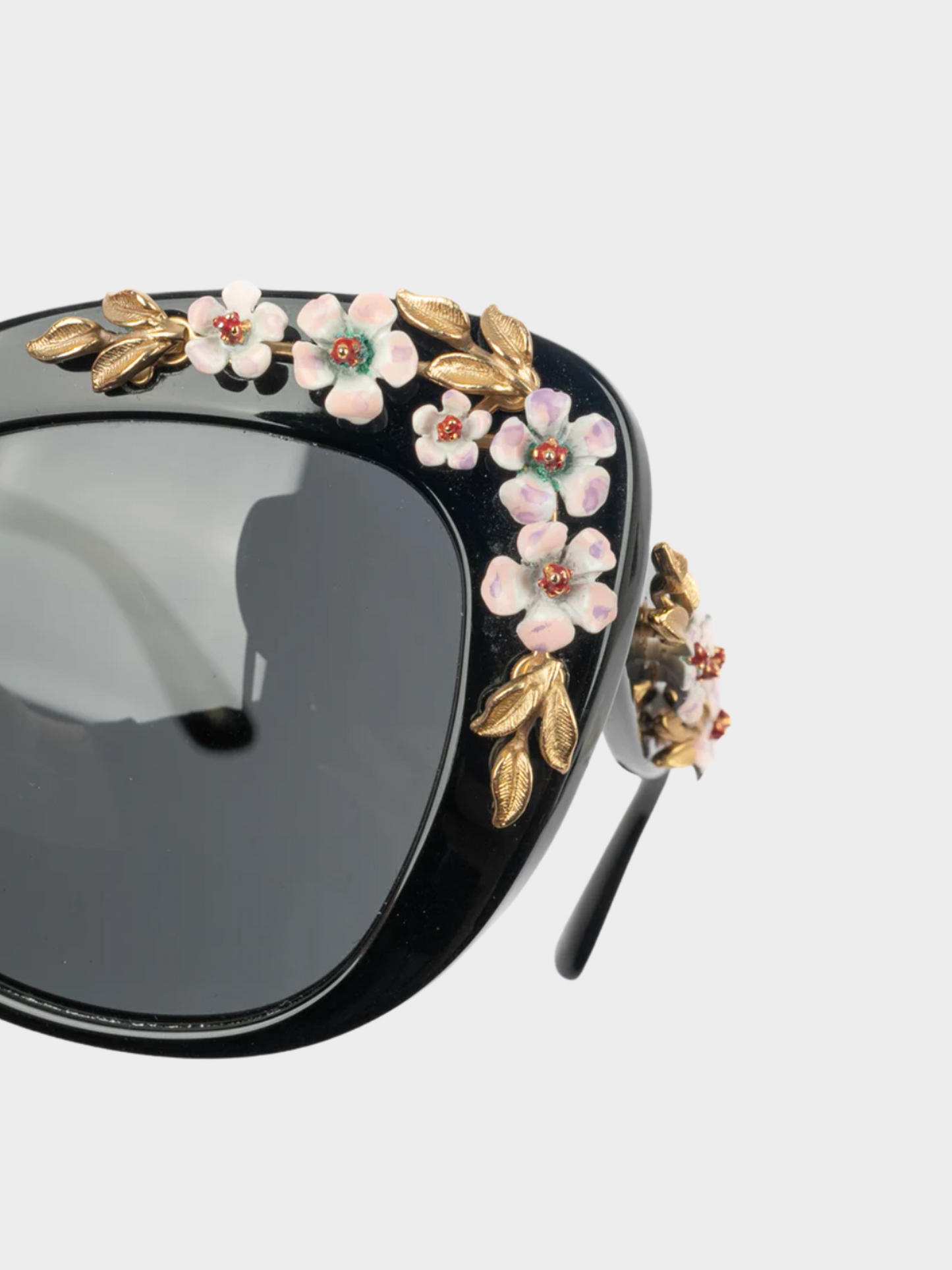 Dolce and Gabbana 2010s Black Floral Sunglasses