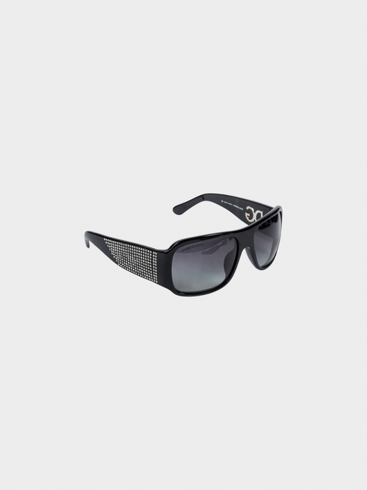 Dolce and Gabbana 2010s Black Rhinestoned Sunglasses