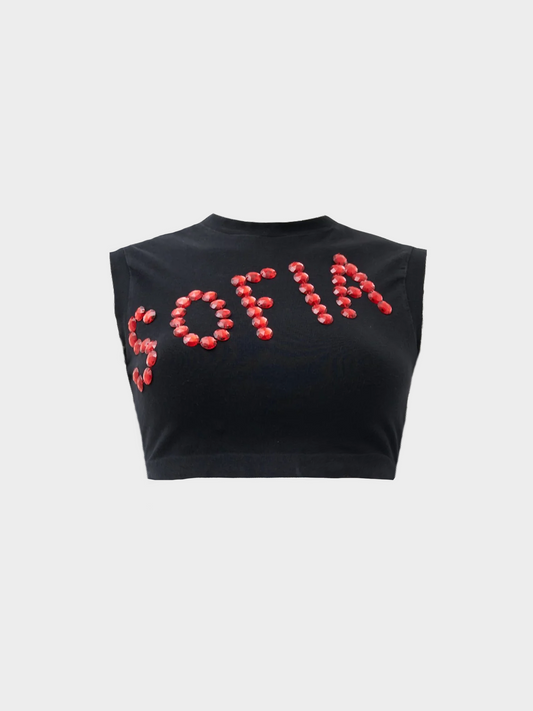Dolce & Gabbana SS 1992 Black “SOFIA” Embellished Top