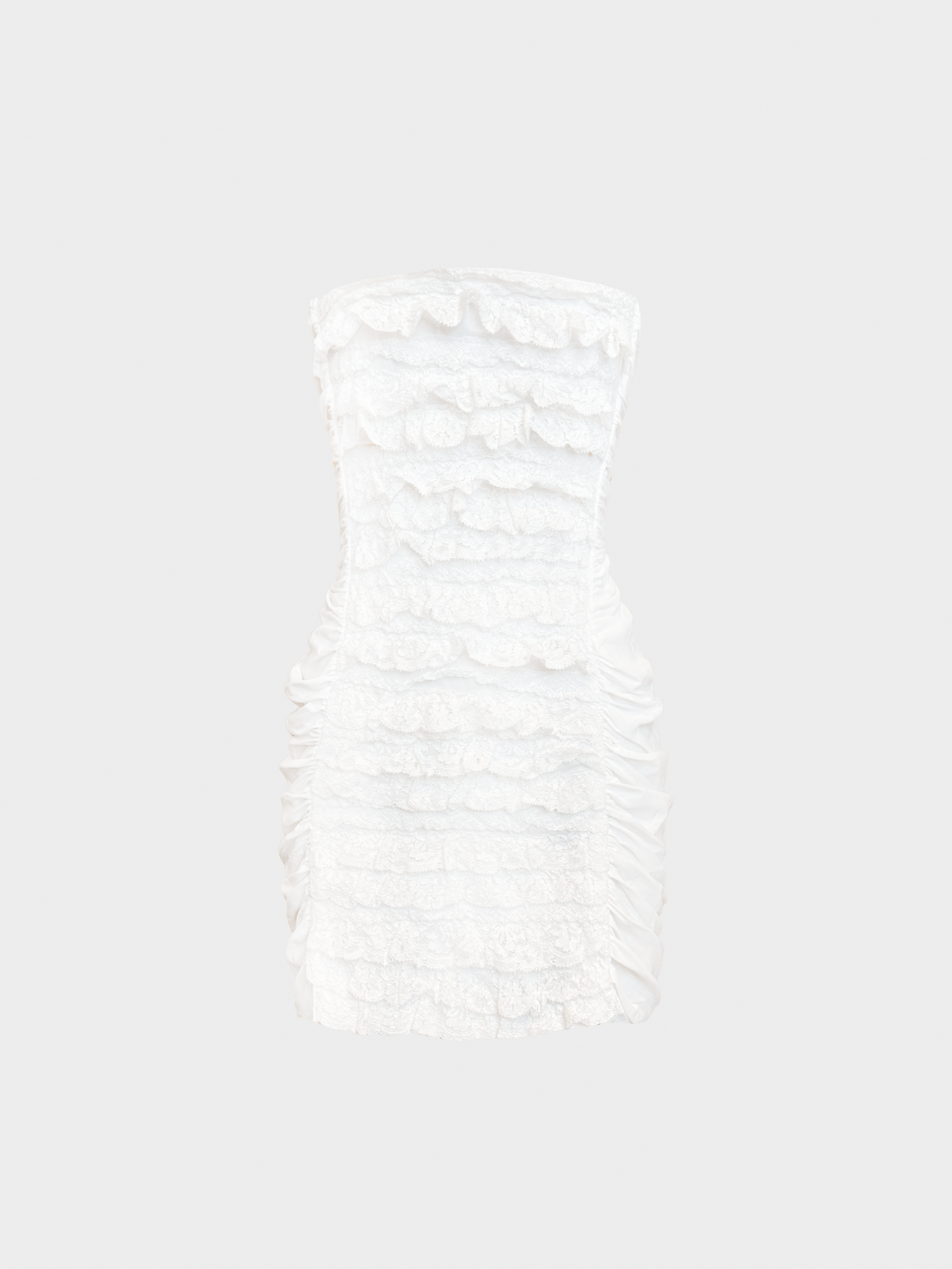 Dolce and Gabbana 2000s White Ruffle Lace Tube Dress