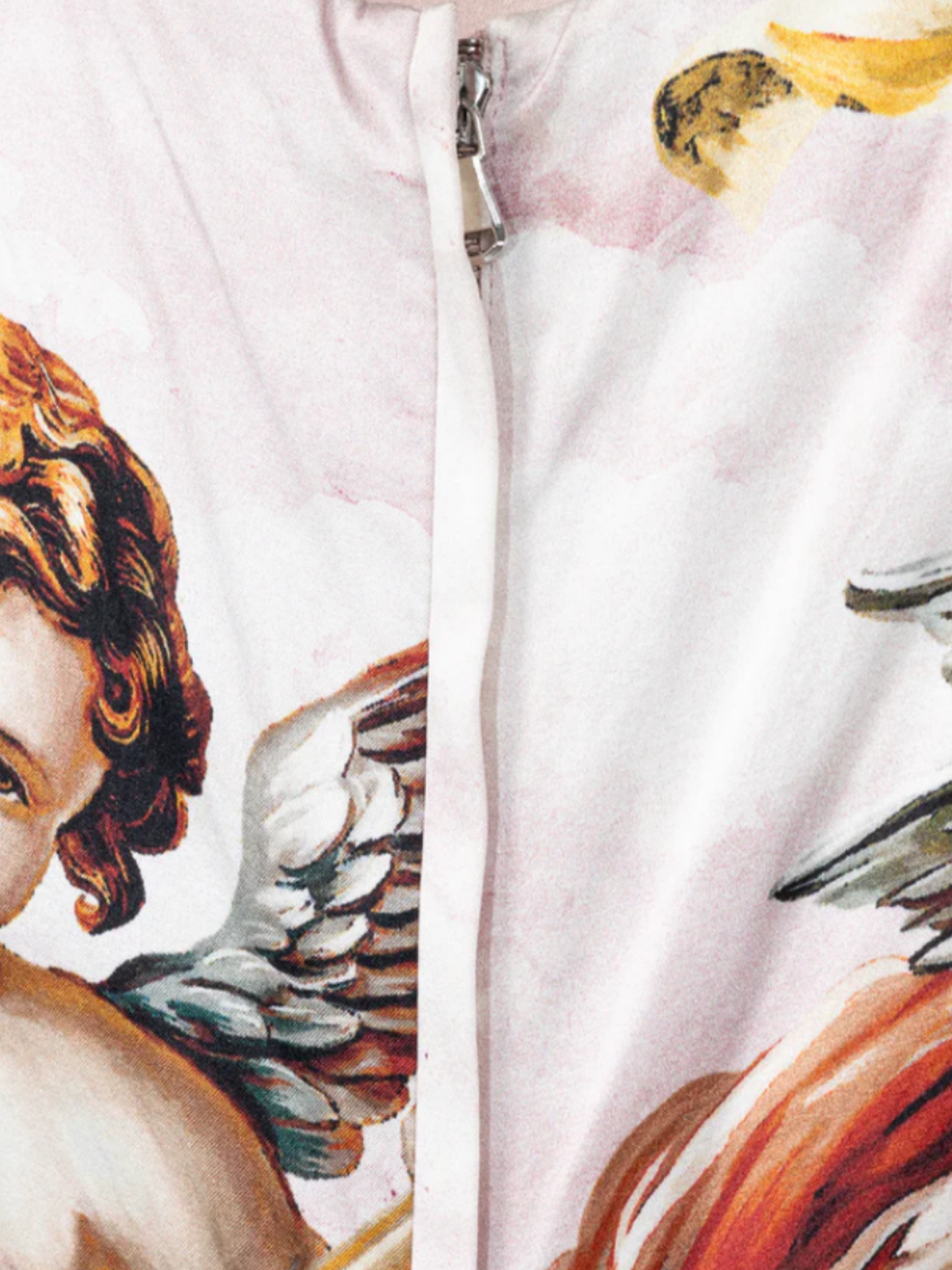 Dolce and Gabbana SS 2018 Pink Silk-Satin Cherub-Print Midi Dress