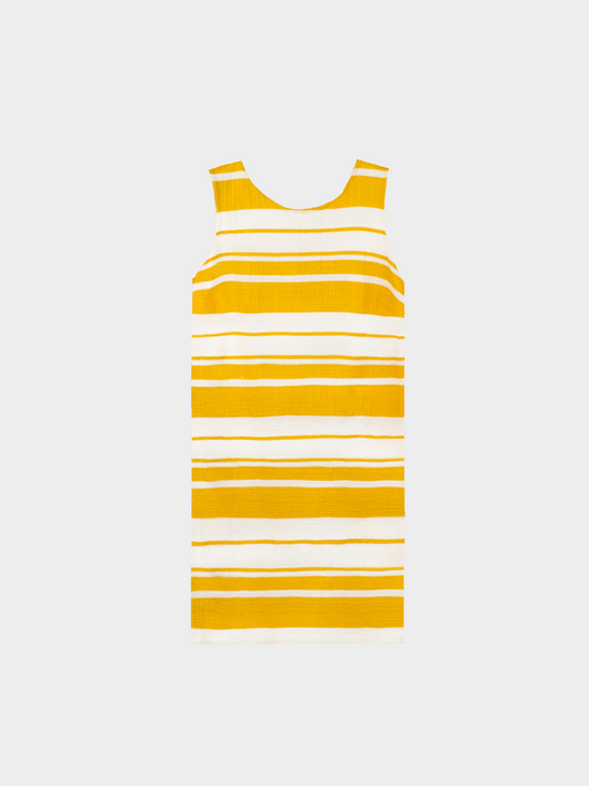 Dolce and Gabbana SS 2013 Yellow and White Striped Jacquard Sleeveless Mini Dress