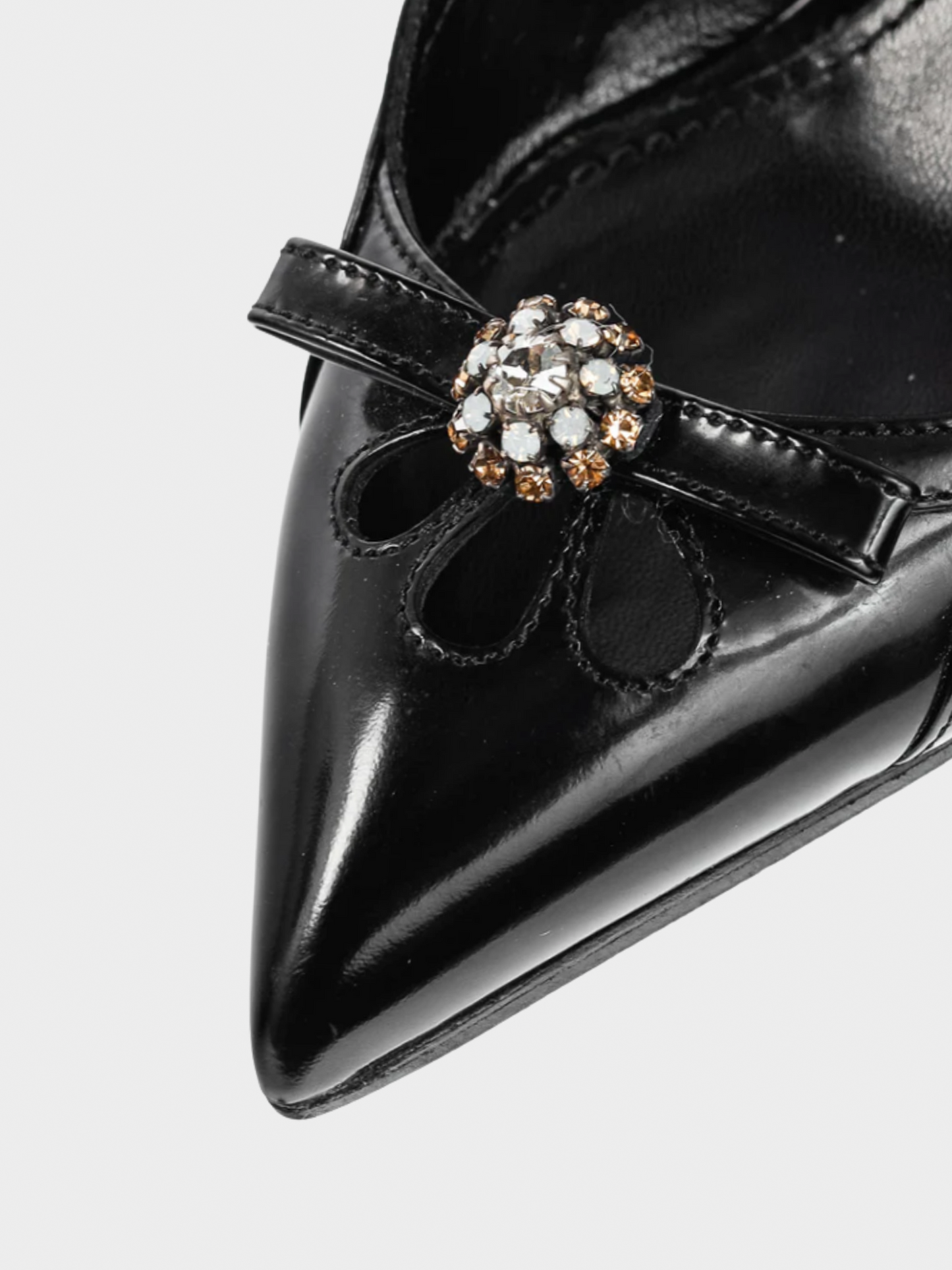 Dolce and Gabbana 2010s Black Patent-Leather Embellished Slingback Pointed-Toe Heels