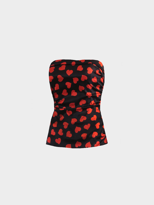 Dolce and Gabbana 2010s Black Heart Printed Corset Top