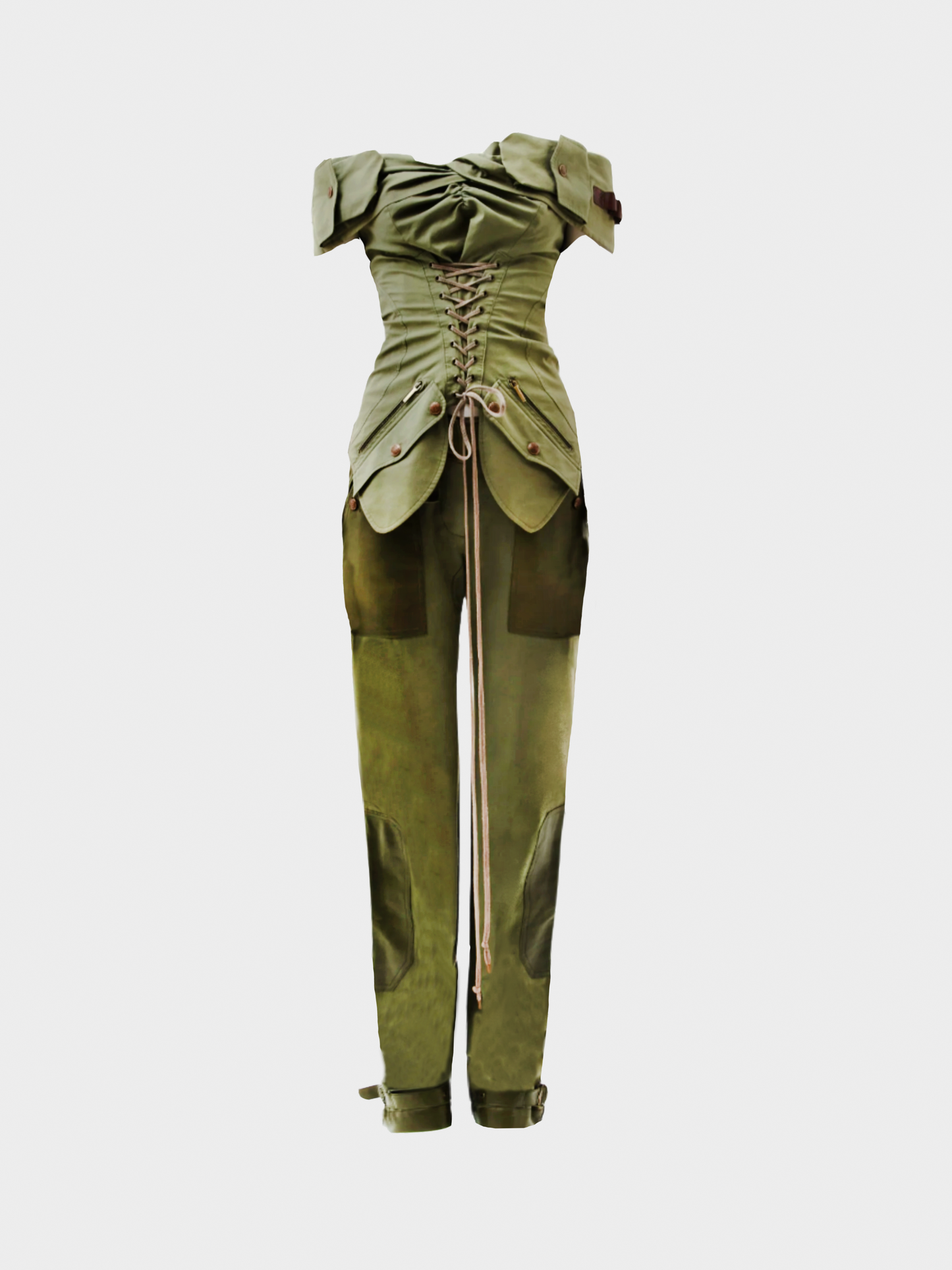 Christian Dior by John Galliano SS 2003 Military Khaki Bondage Set