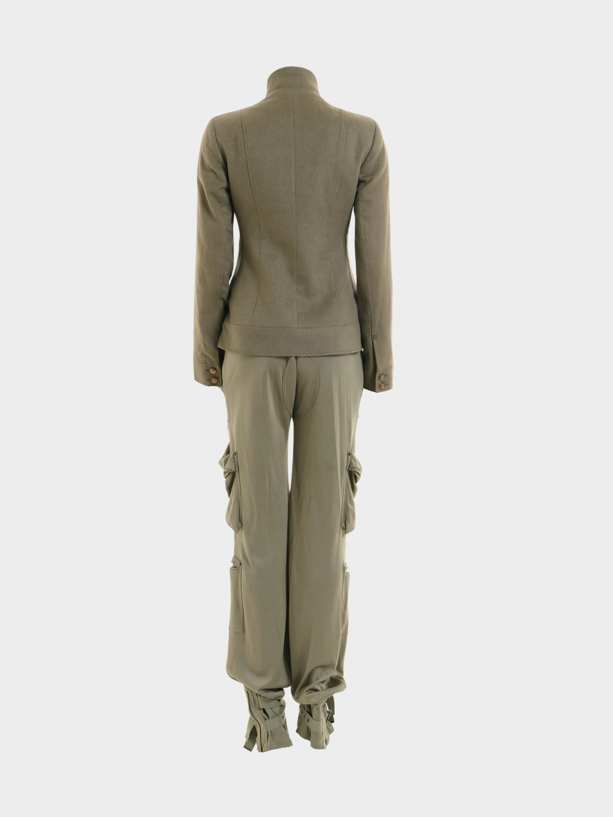 Christian Dior by John Galliano FW 2003 Khaki Cachemire Military Jacket and Cargo Pants Set