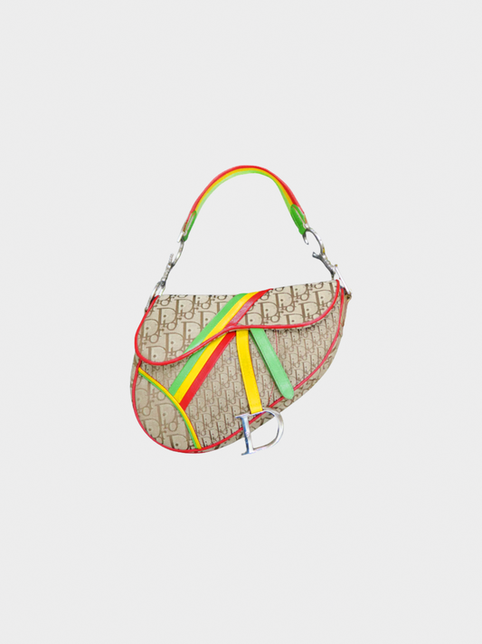 Christian Dior 2004 Rasta Tricolor Saddle Handbag