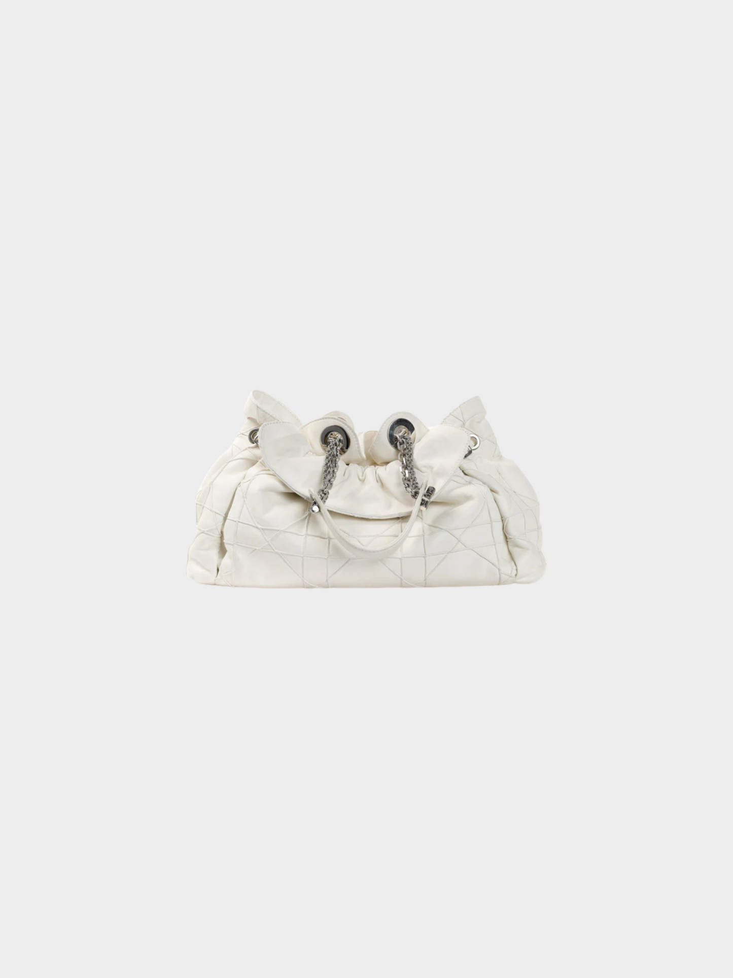 Christian Dior 2009 Le Trente White Cannage Leather Ruffle Tote Bag
