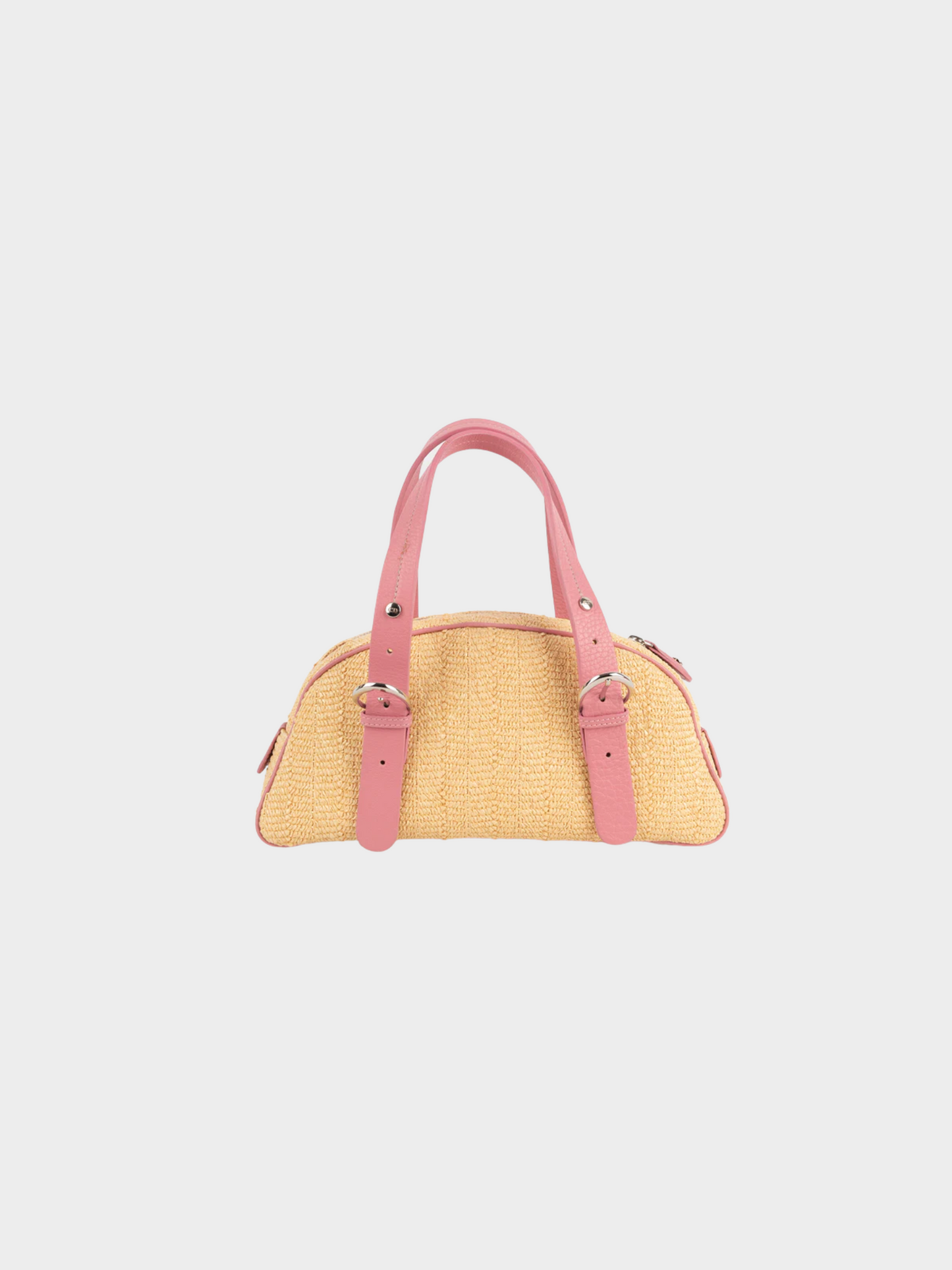 Christian Dior 2005 Natural Straw Wicker Frame Floral Handbag