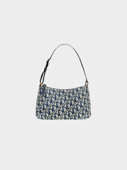 Christian Dior 2000s Navy Trotter Pattern One-Shoulder Bag