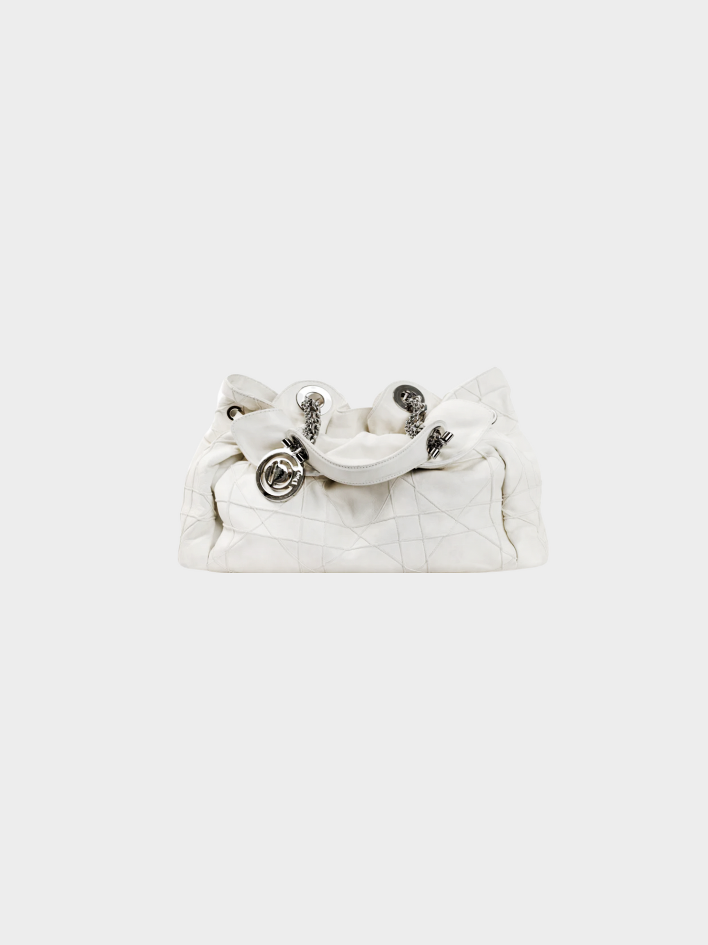 Christian Dior 2009 Le Trente White Cannage Leather Ruffle Tote Bag