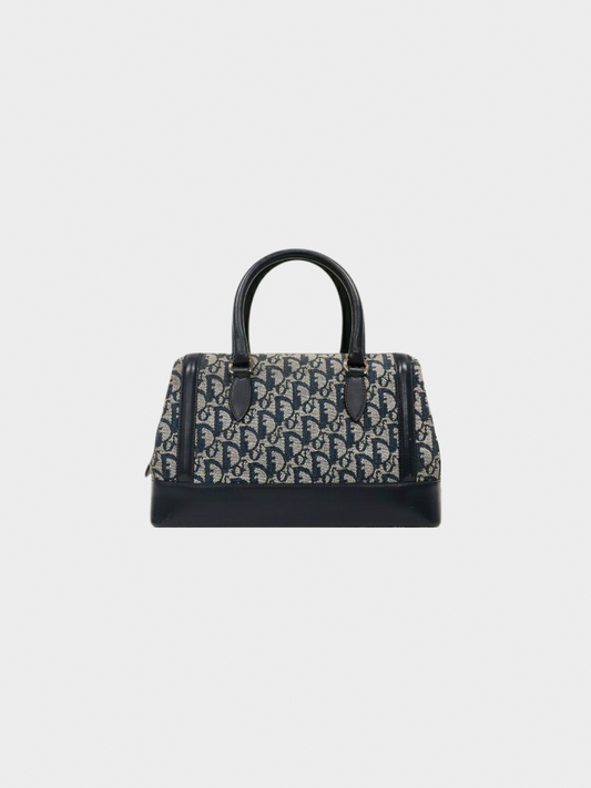 Christian Dior 2000s Navy Canvas Monogram Trotter Handbag