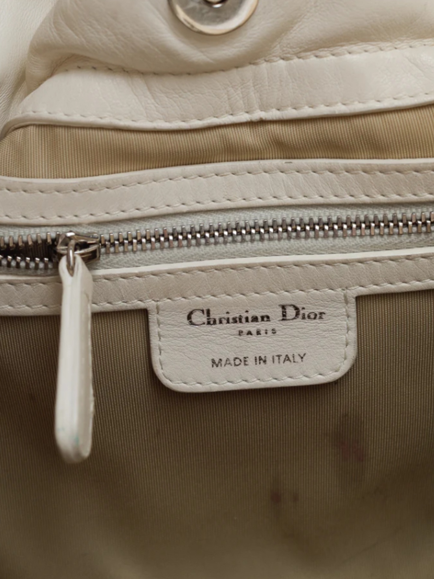 Christian Dior 2009 Le Trente White Cannage Leather Ruffle Tote Bag
