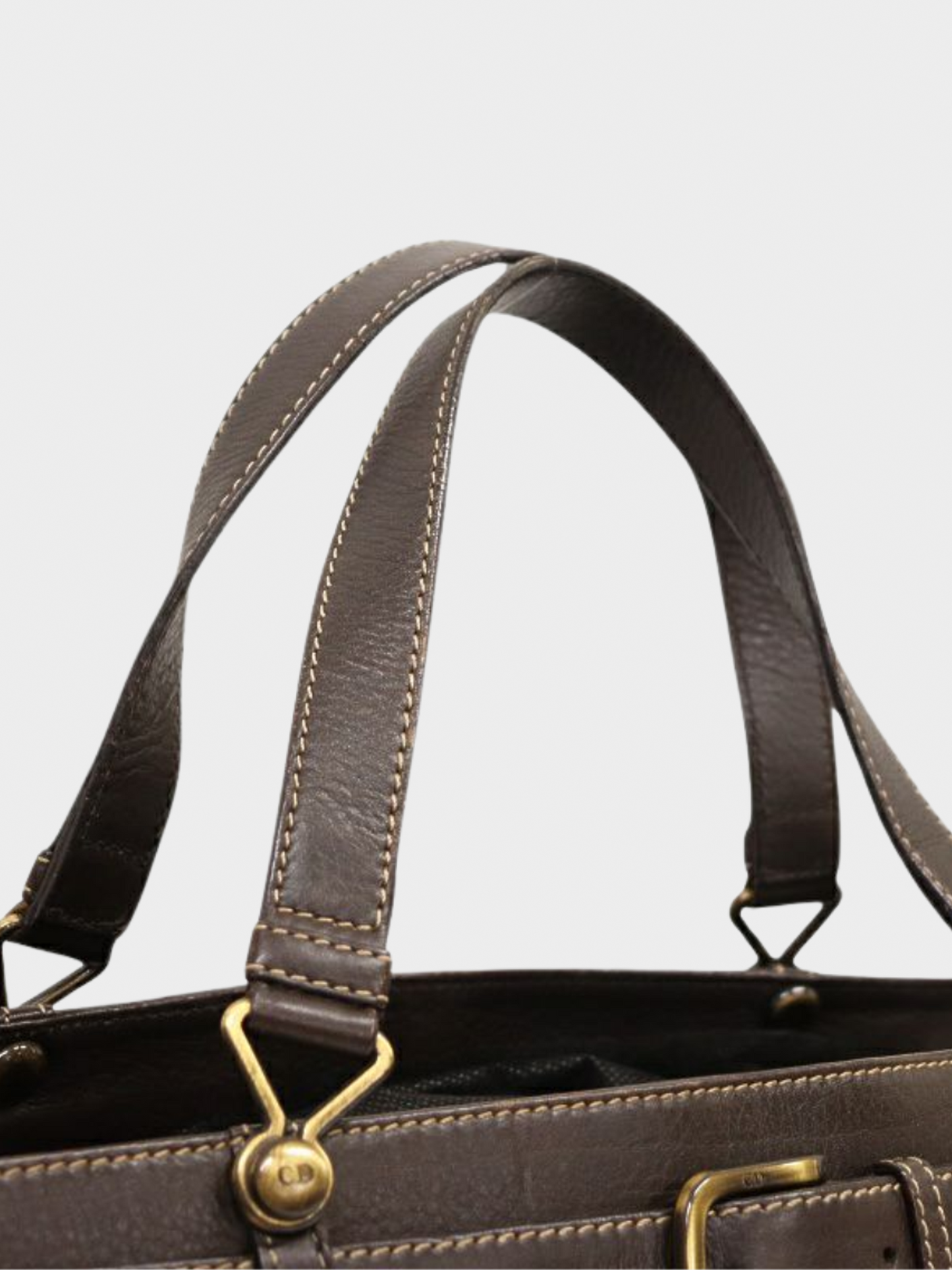 Christian Dior FW 2001 Brown Belted Leather Tote Bag