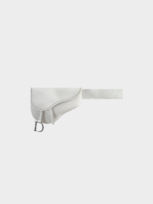 Christian Dior by John Galliano 2003 White Leather Saddle Belt Bag