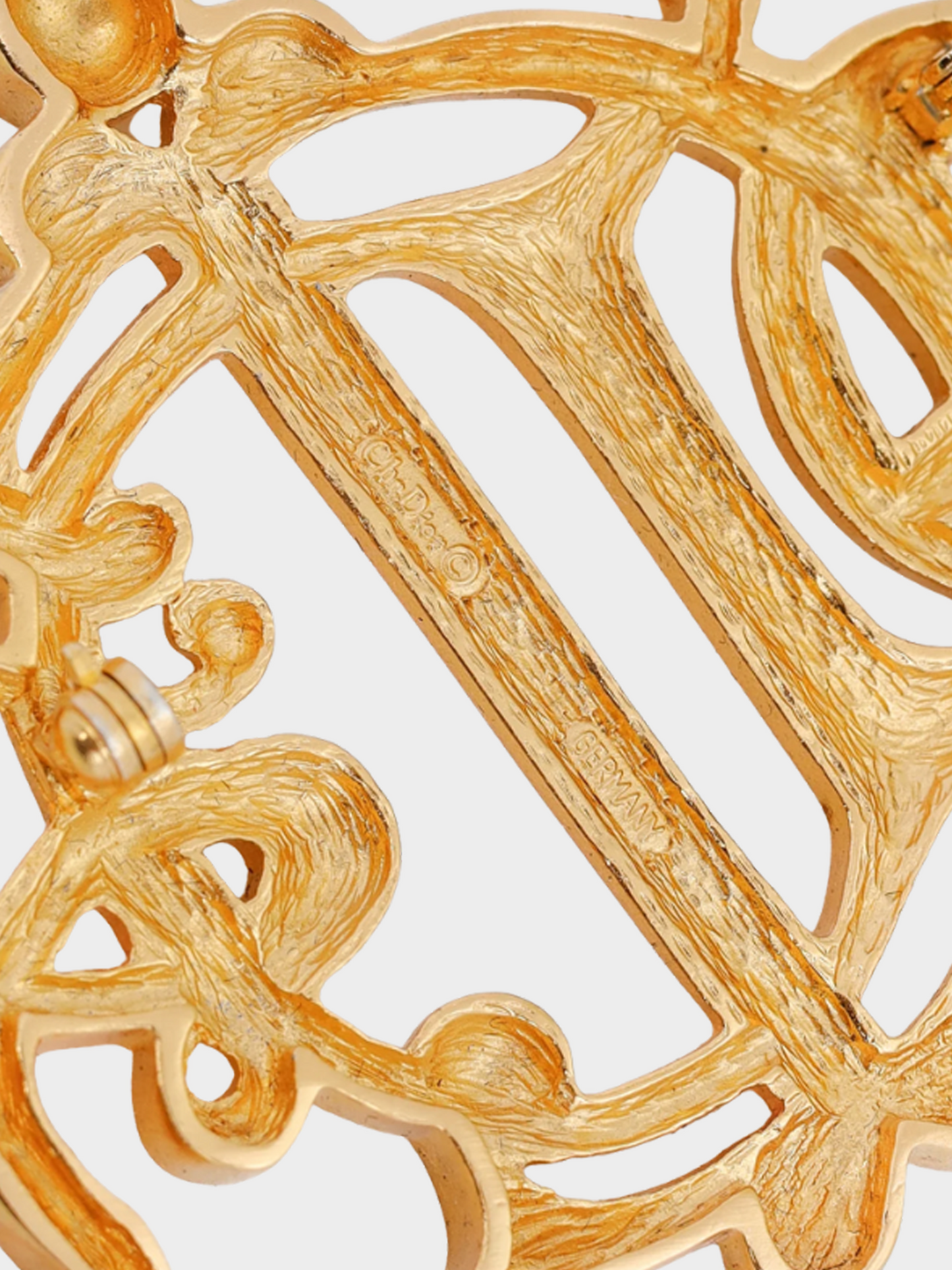 Christian Dior 1970s Gold-Tone Insignia Brooch