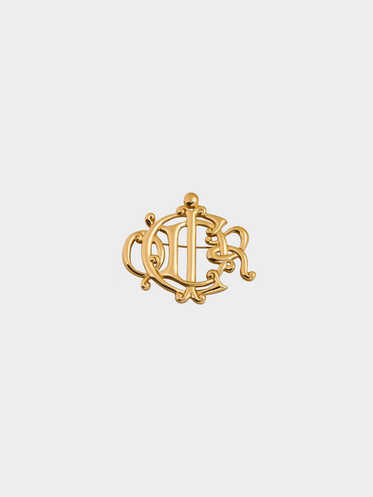 Christian Dior 1970s Gold-Tone Insignia Brooch