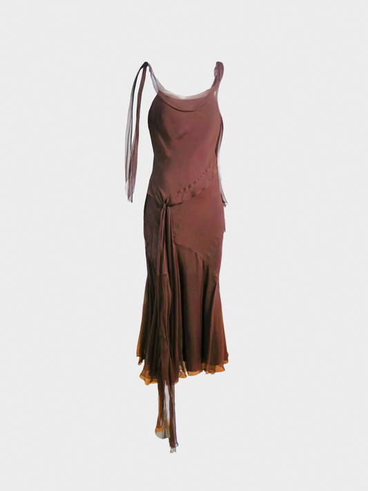 Christian Dior FW 2005 Brown Silk Dress