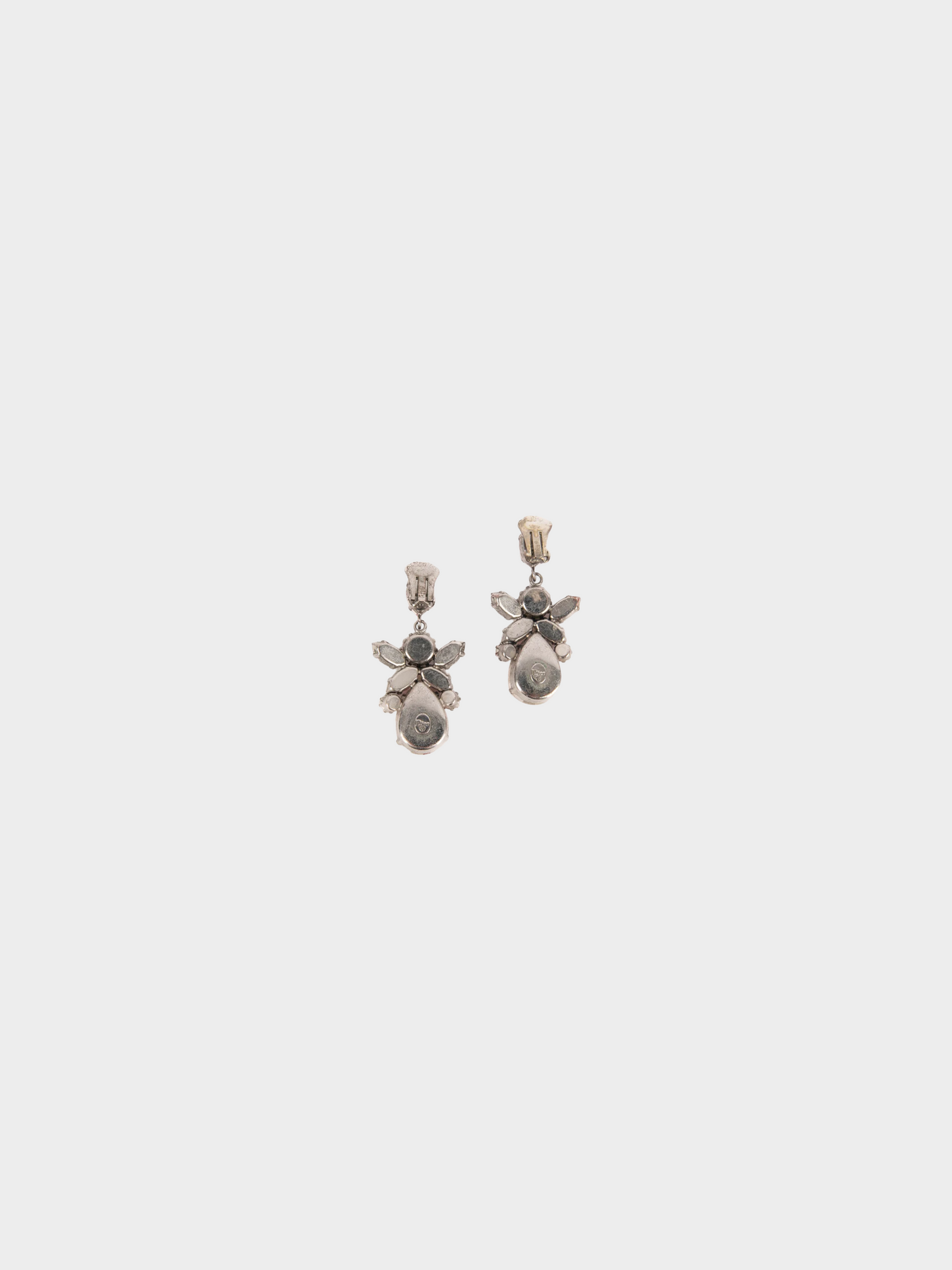 Christian Dior 1990s Multicoloured Rhinestone Metal Clip-On Earrings