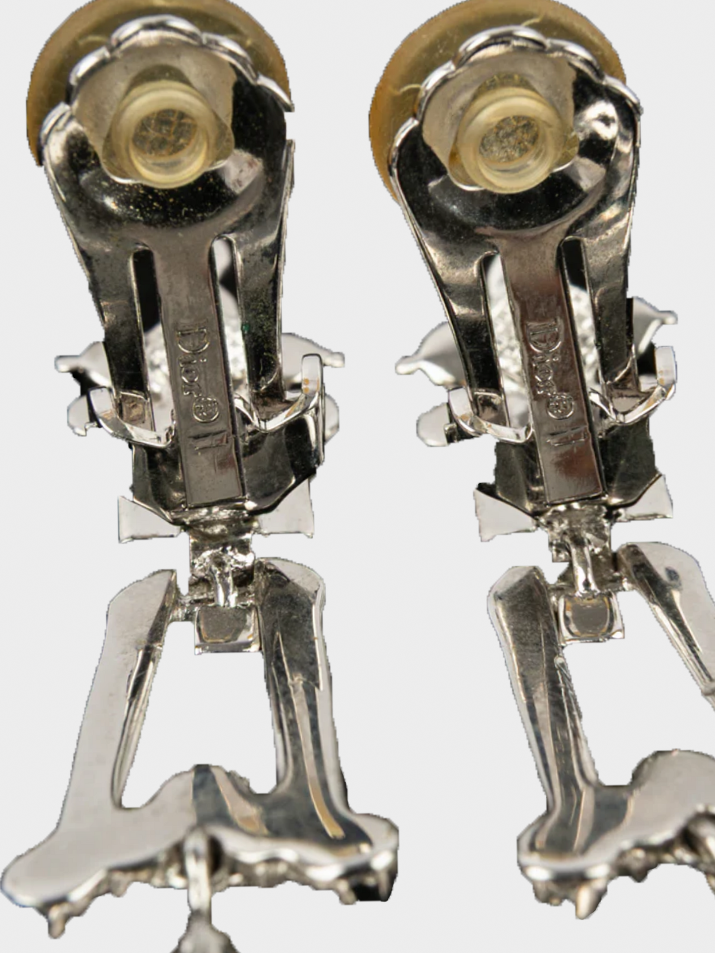 Christian Dior 2000s Silver Rhinestone Drop Earrings