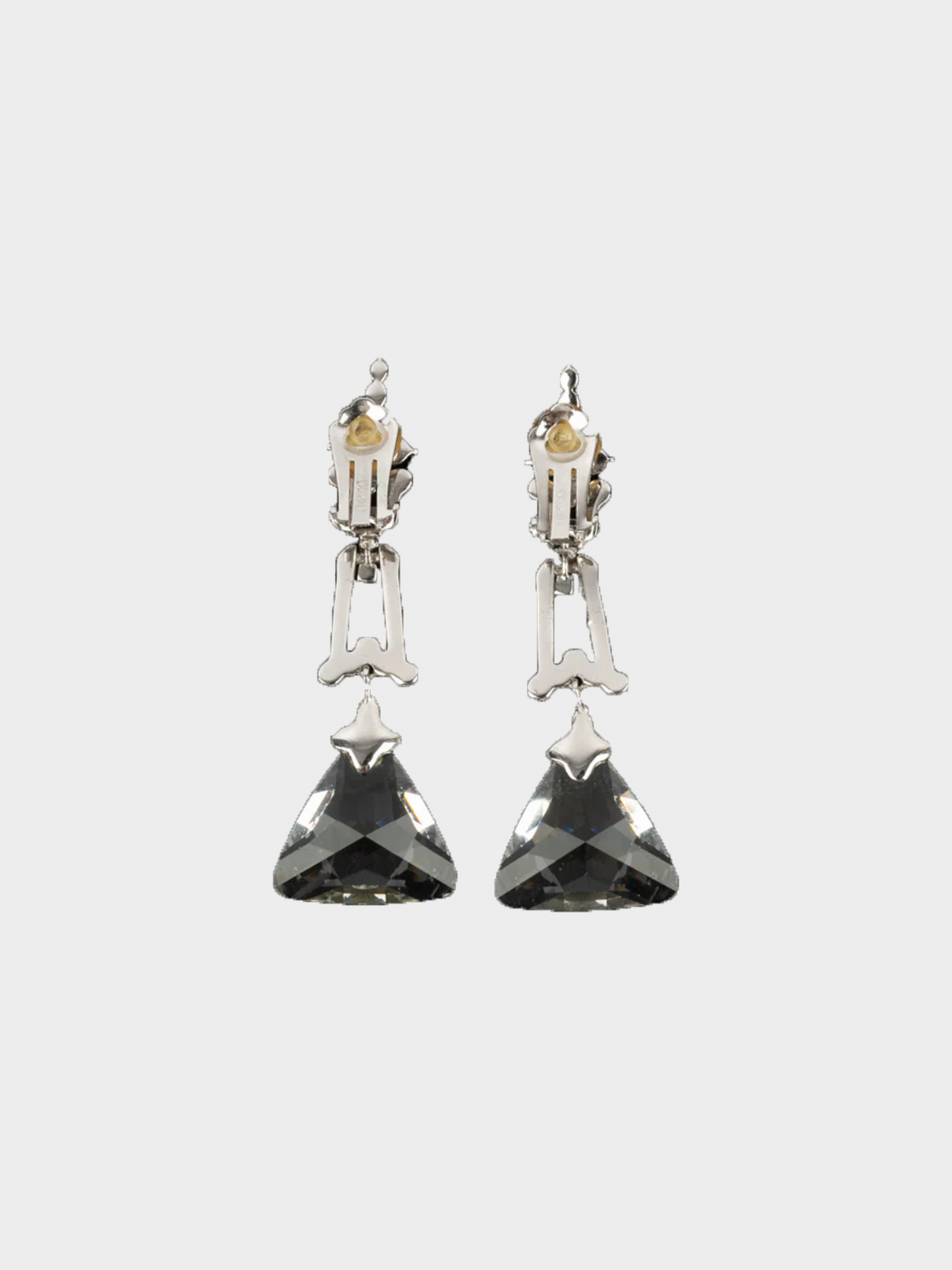Christian Dior 2000s Silver Rhinestone Drop Earrings