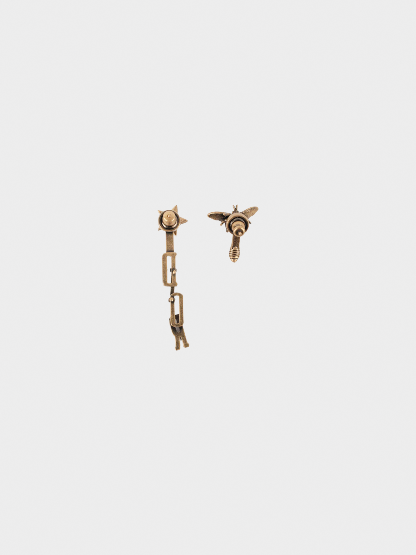 Christian Dior 2000s Dark Gold Spell Out and Bug Earrings
