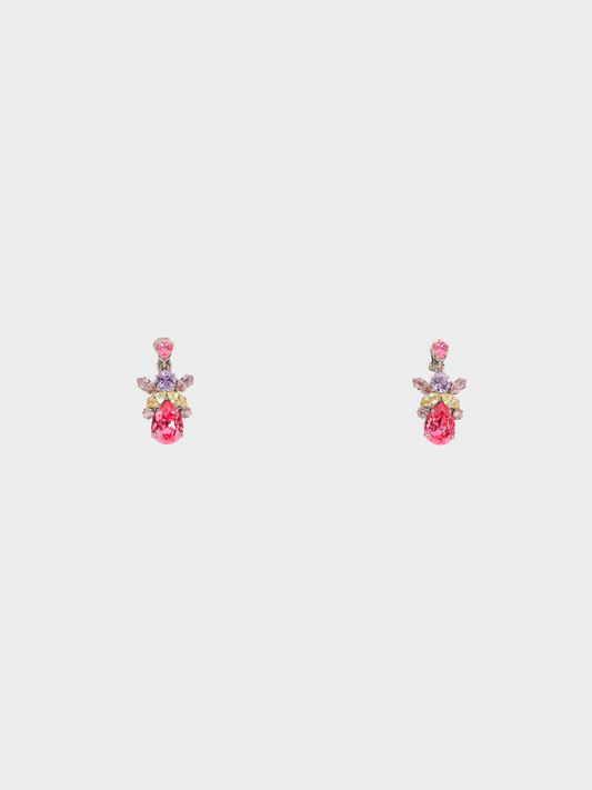 Christian Dior 1990s Multicoloured Rhinestone Metal Clip-On Earrings