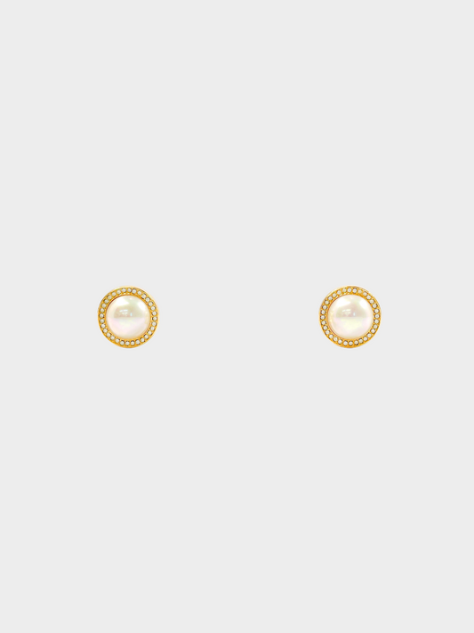 Christian Dior 1980s Gold Metal Pearl Earrings