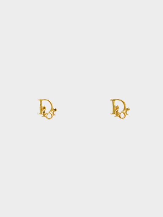Christian Dior 2000s Gold Logo Earrings