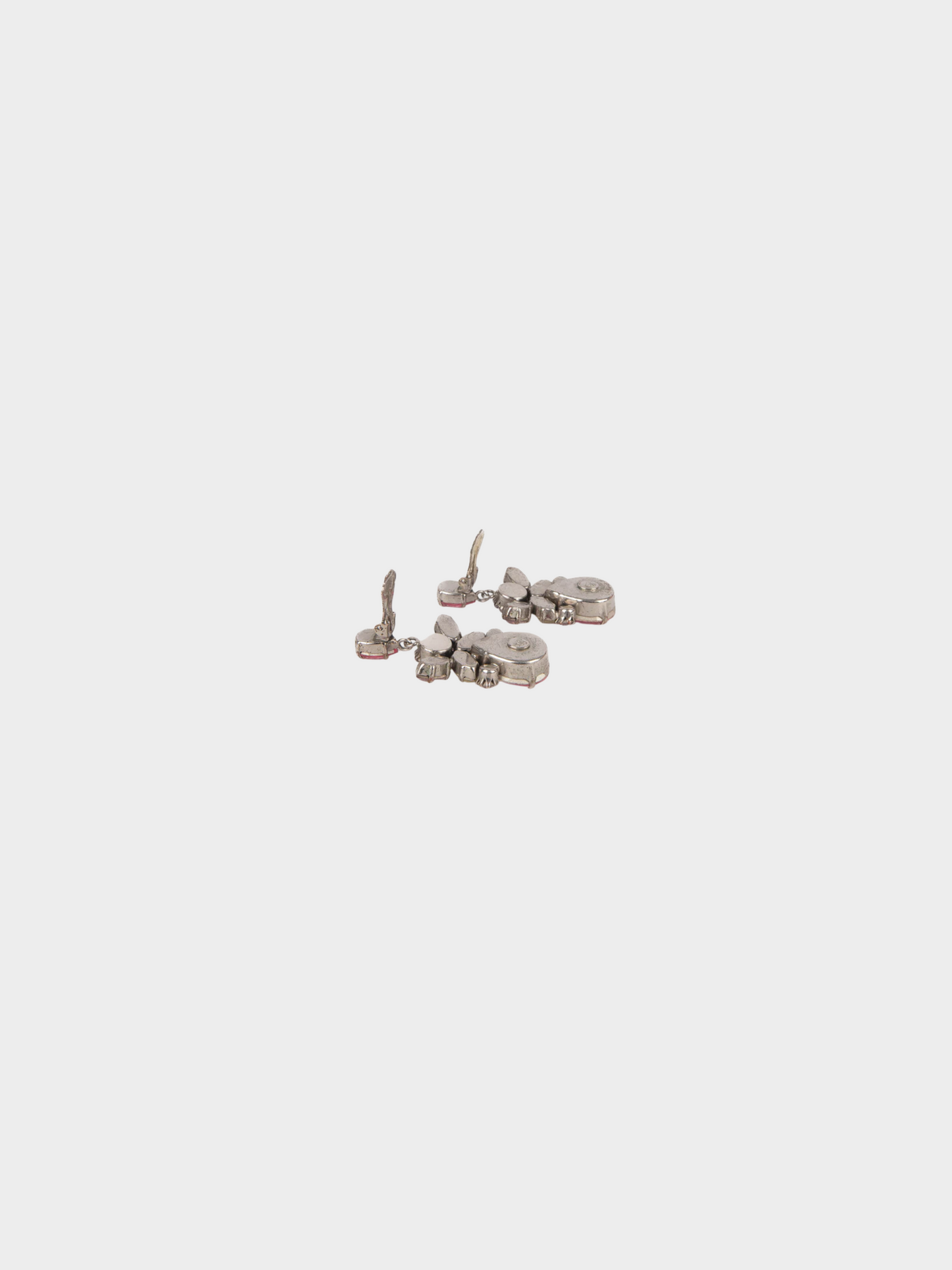 Christian Dior 1990s Multicoloured Rhinestone Metal Clip-On Earrings