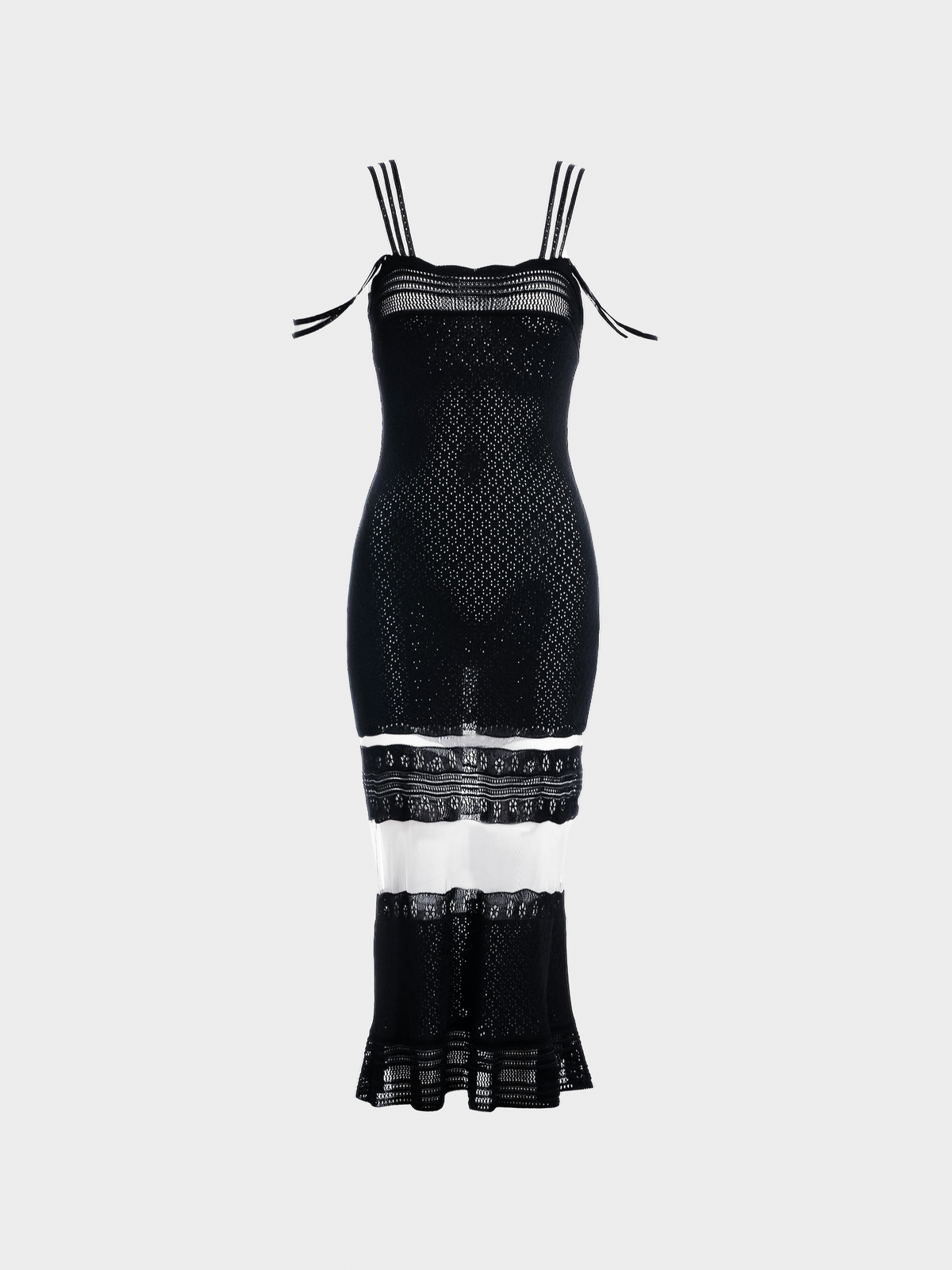 John Galliano SS 1998 Black Crochet Knit Midi Dress