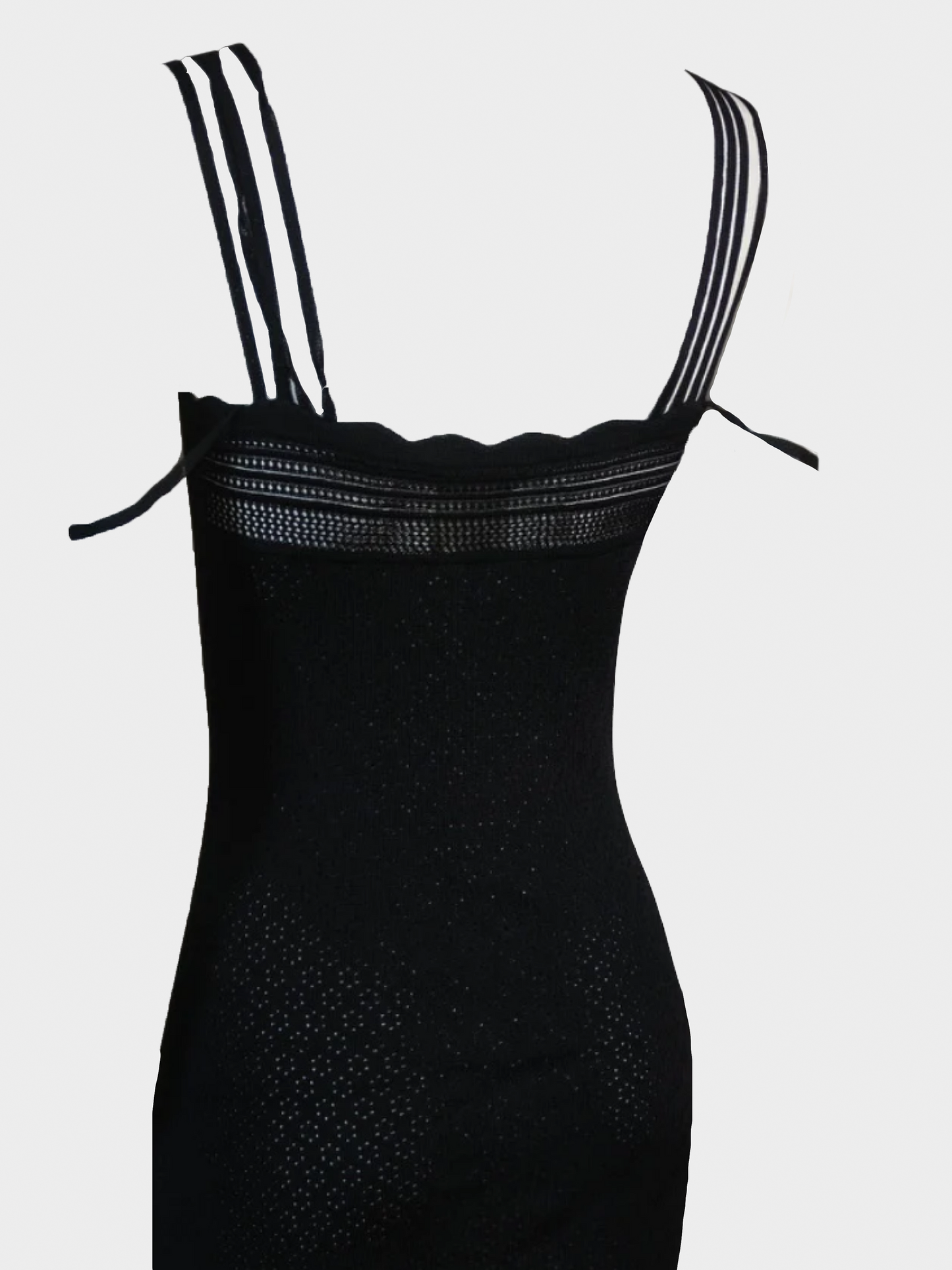 John Galliano SS 1998 Black Crochet Knit Midi Dress