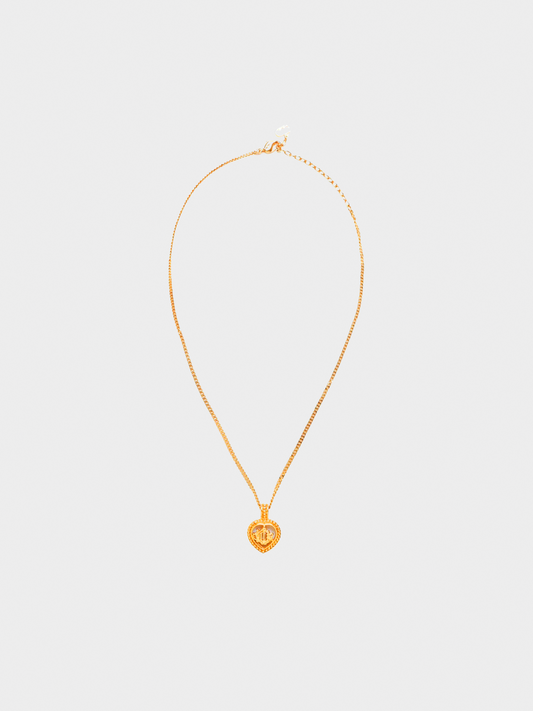 Christian Dior 1990s Gold Heart Pendant Necklace