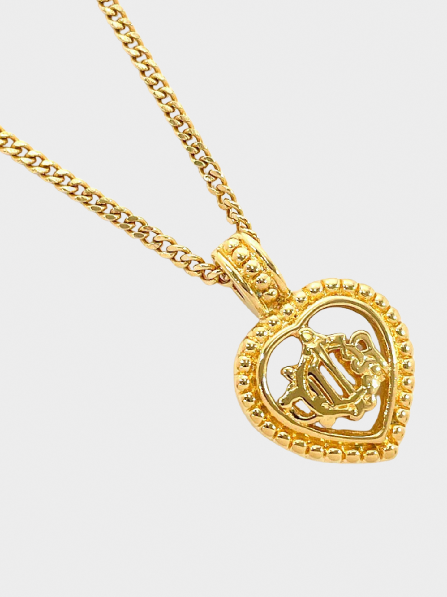 Christian Dior 1990s Gold Heart Pendant Necklace