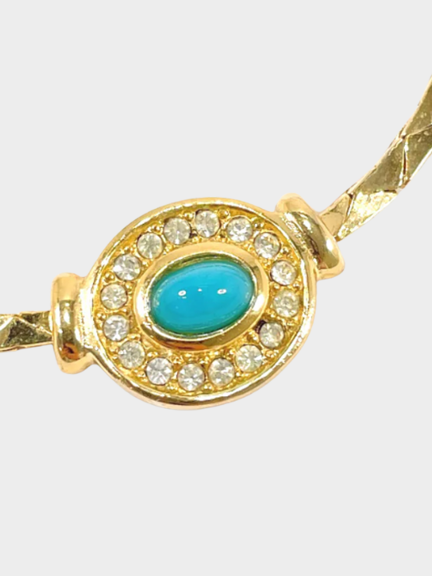 Christian Dior 1980s Gold Metal with Blue Stone Necklace