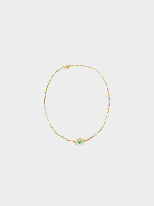 Christian Dior 1980s Gold Metal with Blue Stone Necklace