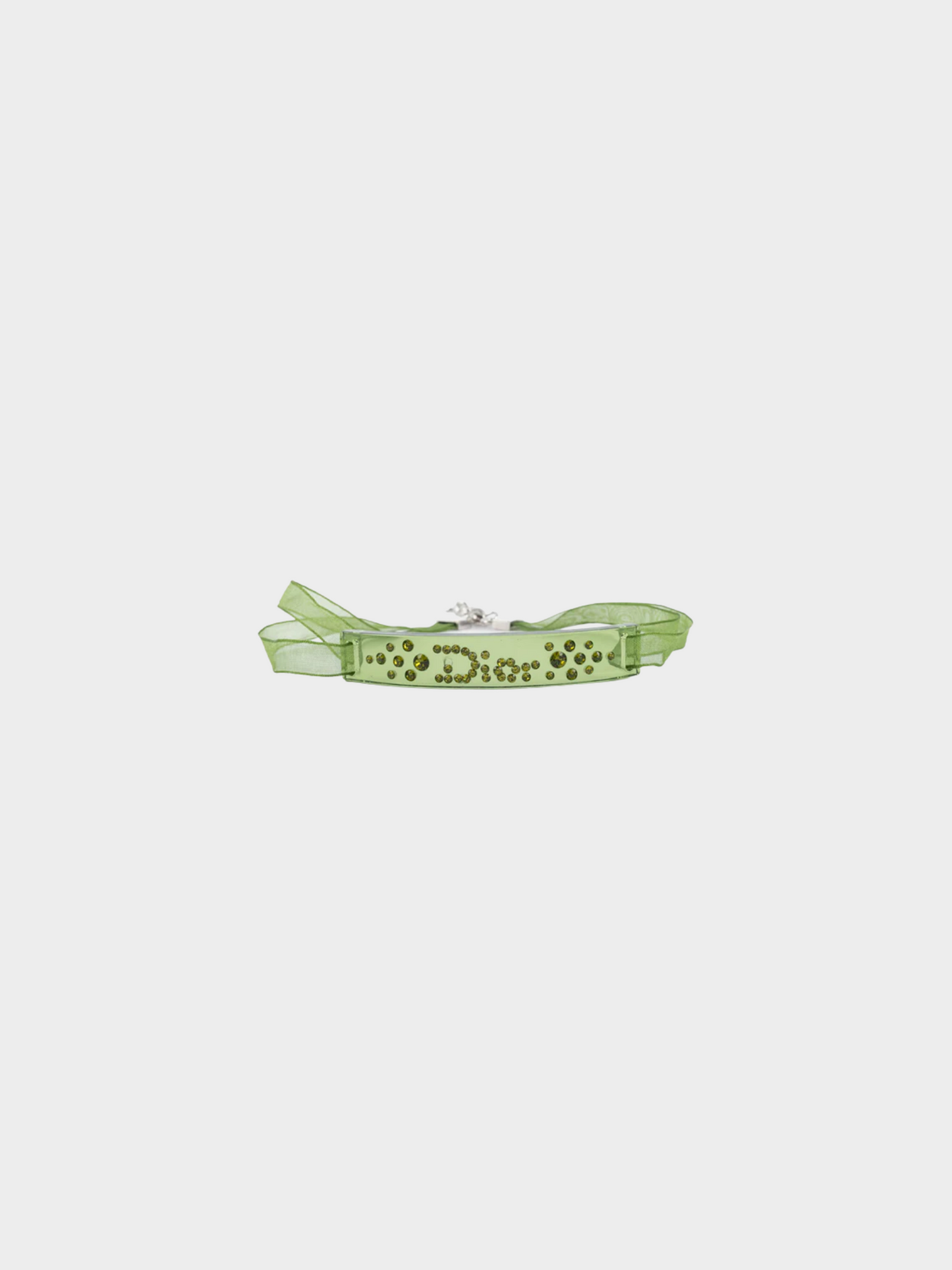 Christian Dior 1990s Green Ribbon Choker Necklace