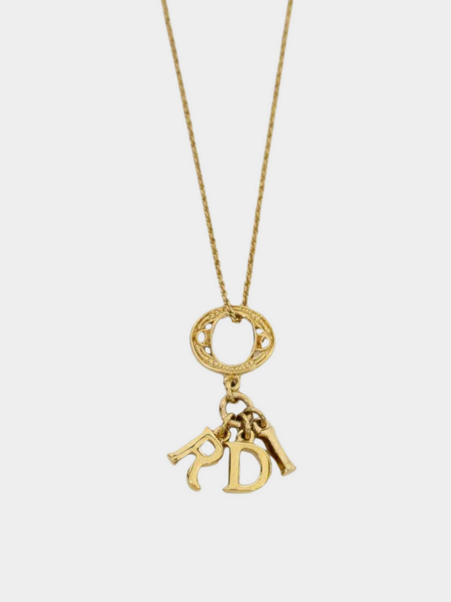 Christian Dior 1990s Gold Logo Charm Necklace